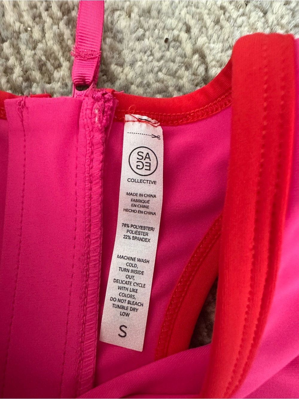Sage Hot Pink Athletic Tank Dress with Red Trim - Picture 3 of 5
